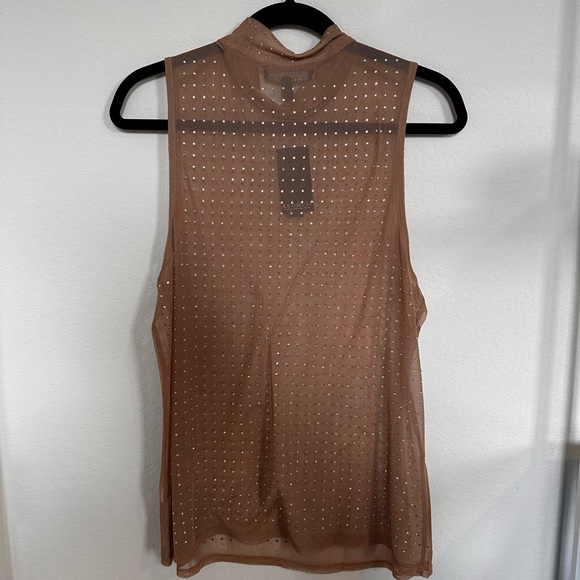 Eloquii Sheer Mock Neck Tank with Crystals 18/20 - Picture 4 of 5